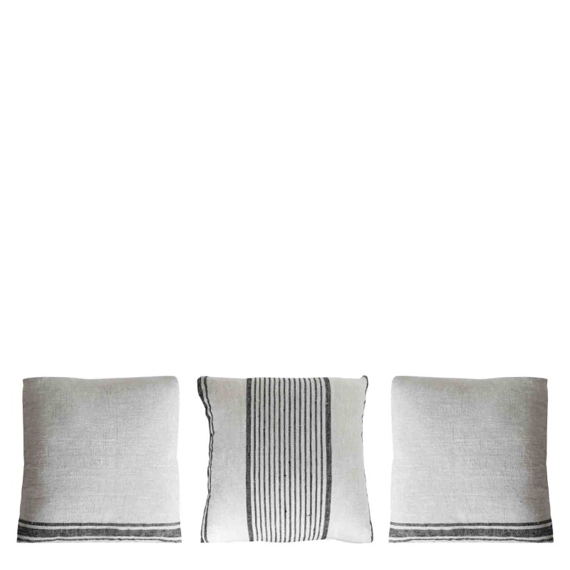 S/3 fodera 100% lino nat ner bande larghe 40 x 40 cm