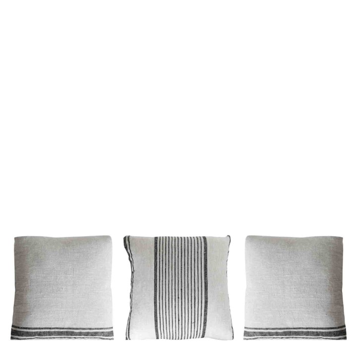 S/3 fodera 100% lino nat ner bande larghe 40 x 40 cm