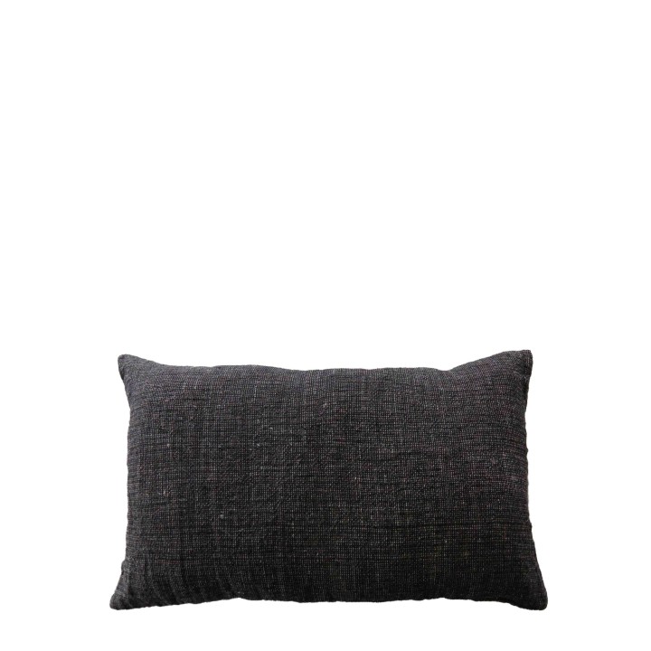 Black 100% soft linen pillowcase natural stitches 30 x 50 cm