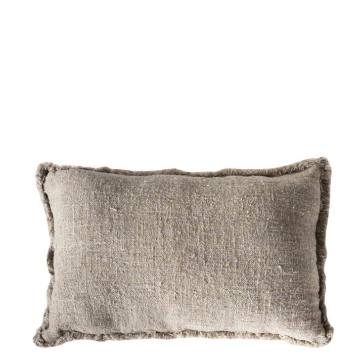 Housse 100%lin soft frange naturel 30x50 cm
