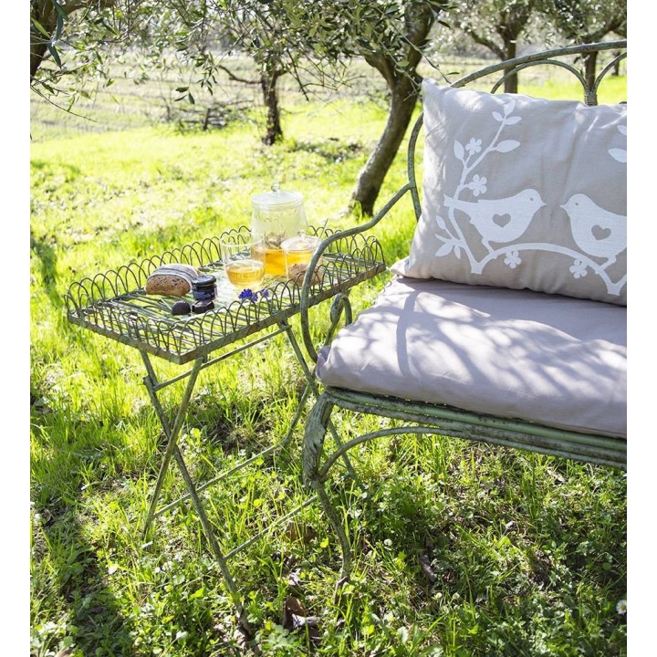 Cuscino colore lino con uccellini bianchi 40 x 60 cm