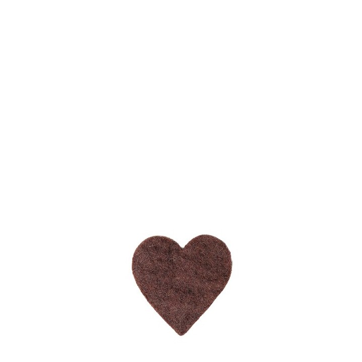 Set of 6 brown felt hearts h6 cm