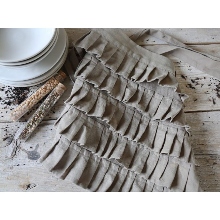 Grembiule a vita 100%cotone con volant naturale 48 x 38 cm