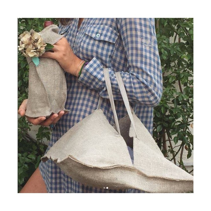100% linen natural color cake bag 2 handles 41 x 42 cm