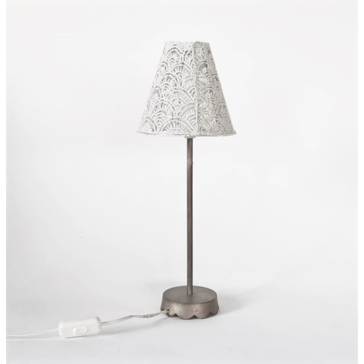Aluminium base lamp with white beads top d.16 h.43 cm