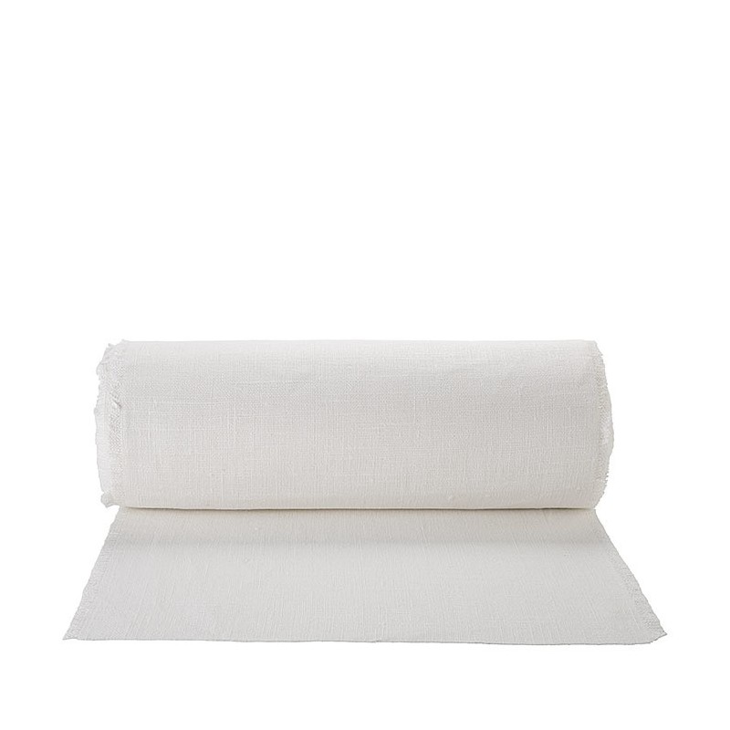 Rotolo 100% lino grezzo sfrangiato bianco 50cm x 20 m