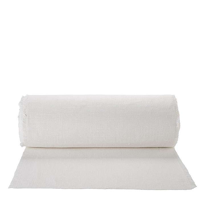 100% raw linen white roll with fringes 50 cm x 20 mt