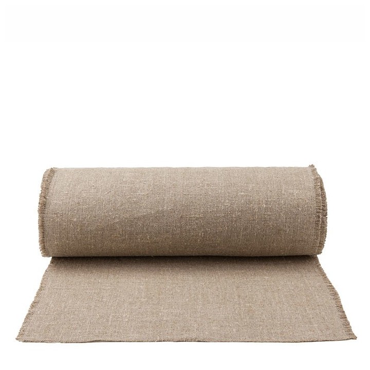Rotolo 100% lino grezzo sfrangiato naturale 50cm x 20 m