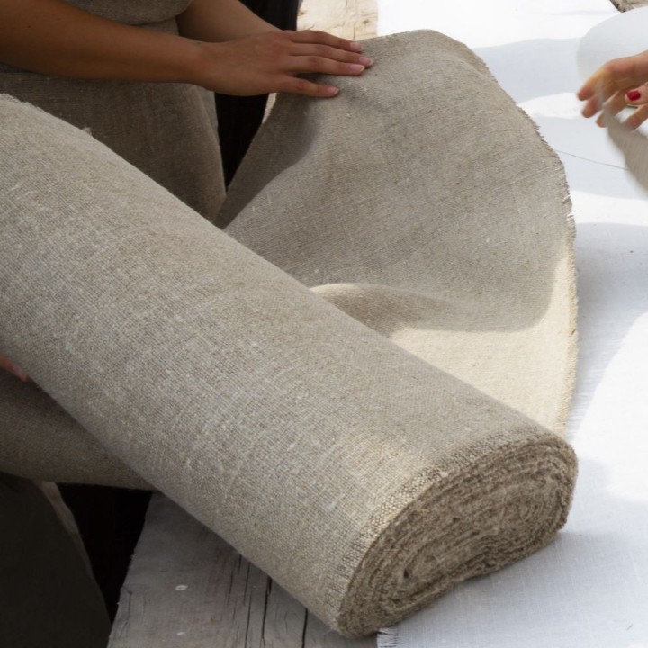 100% natural raw fringed linen roll 50 cm x 20 mt