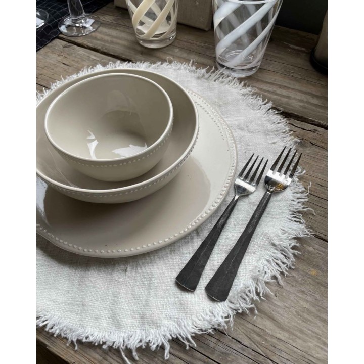 Sottopiatto 100%lino grezzo soft tondo bianco d34 cm