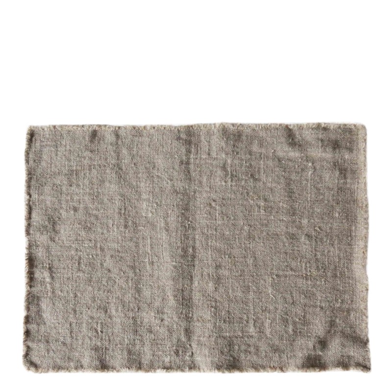 Tovaglietta 100%lino grezzo soft frange naturale 35 x 48 cm