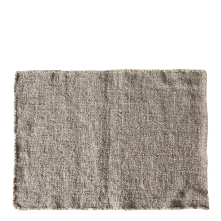 Tovaglietta 100%lino grezzo soft frange naturale 35 x 48 cm