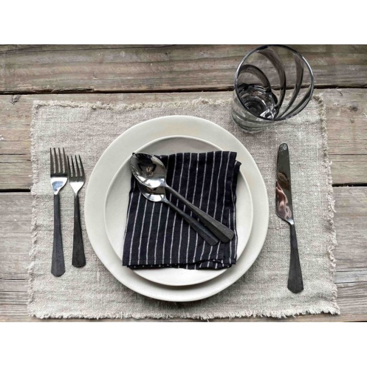 Set de table 100%lin soft avec franges couleur naturel 35x48 cm
