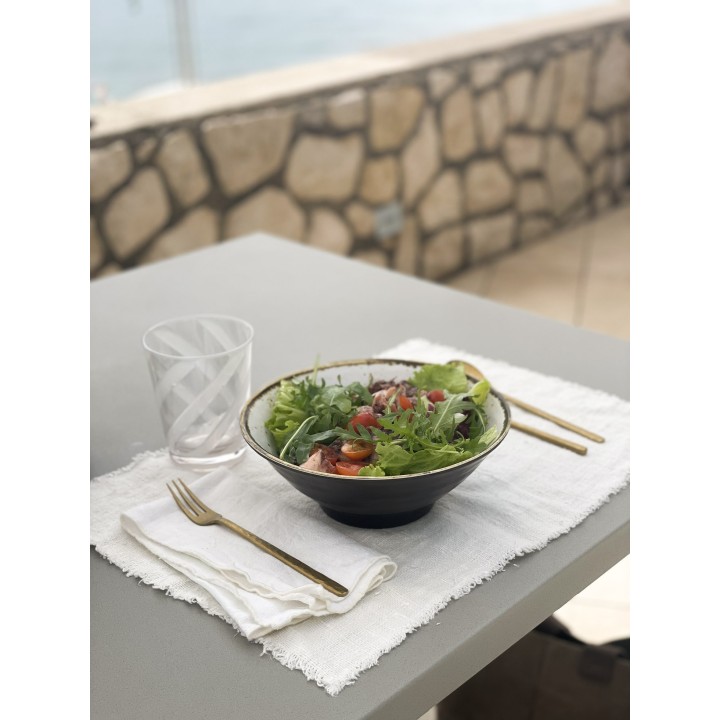 100% soft lraw linen placemat whit fringes white colour 35x48 cm