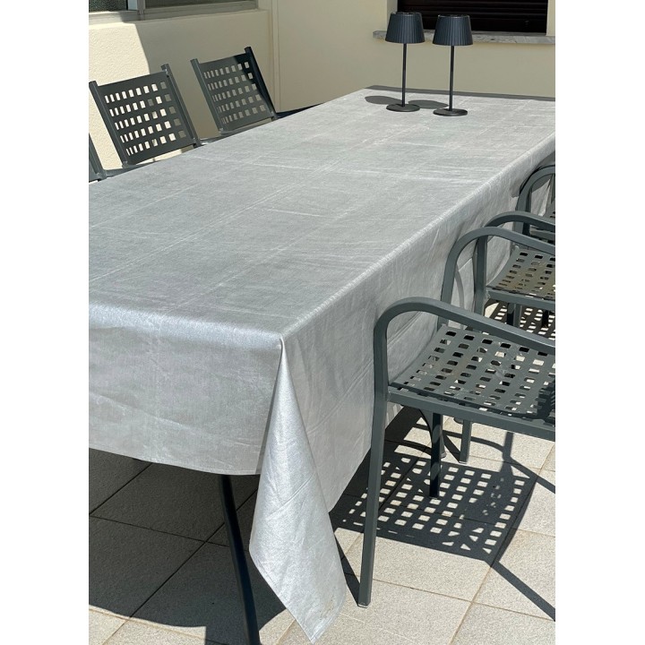 Nappe impermeable argentee 160 x 270 cm 55%lin35%visc10%poly