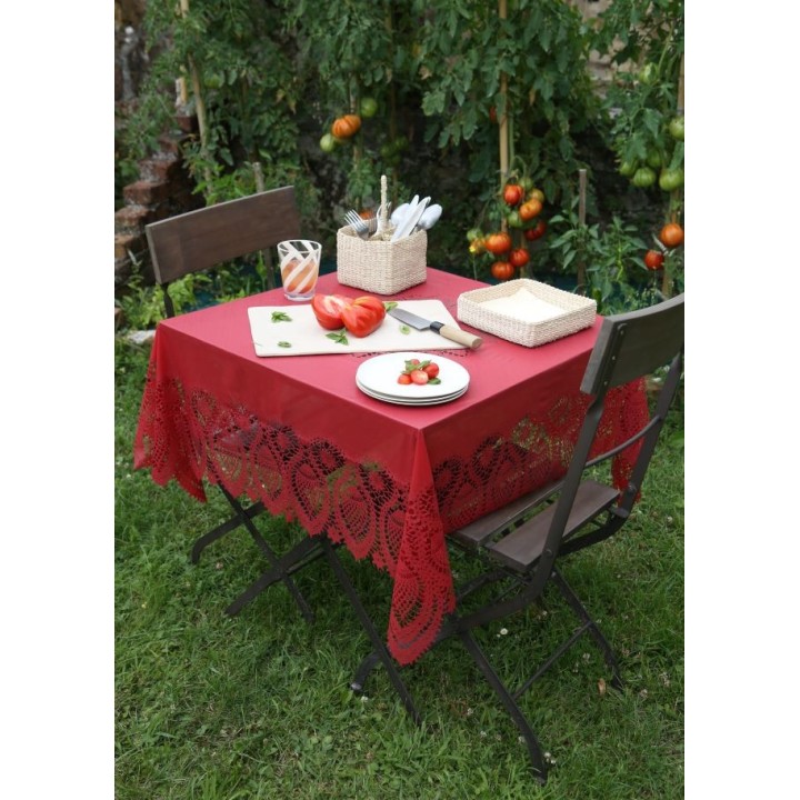 Nappe vinyle en dentelle impermeable 137x137 cm