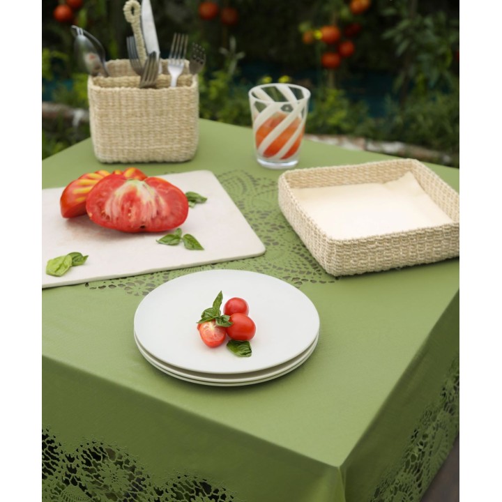 Tovaglia quadrata impermeabile vinile pizzo 137x137 cm