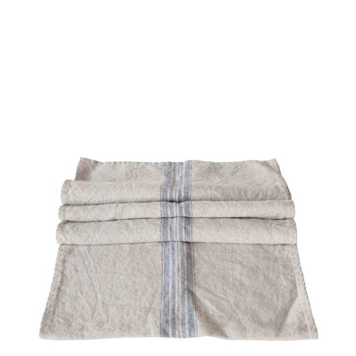 100% natural linen with blue stripes runner 42 x 120 cm