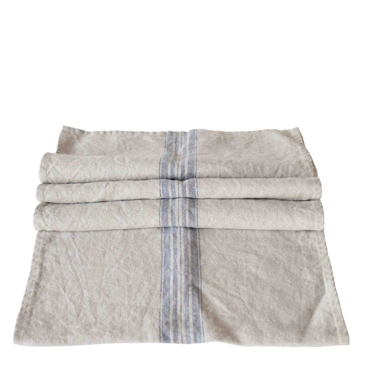 Runner 100% lino naturale riga blu 42 x 160 cm