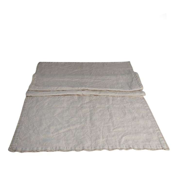 Chemin de table 100% lin couleur creme avec bord travaille 50 x 160 cm