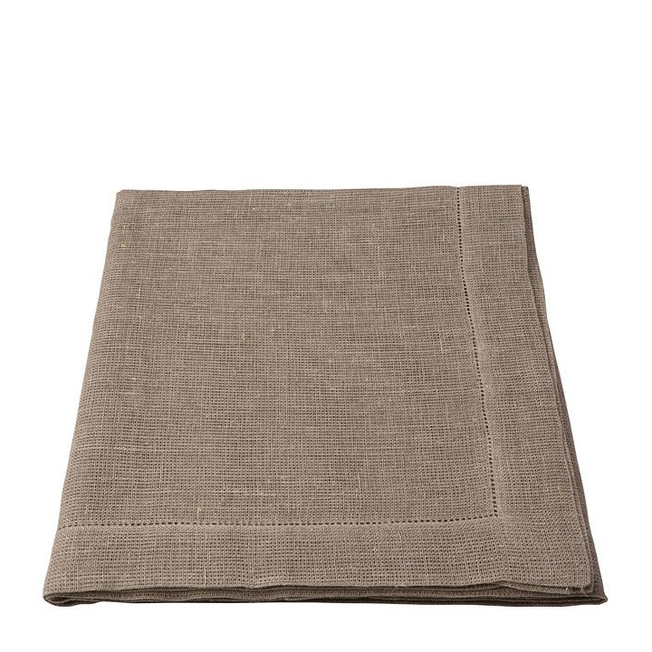 Nappe 100% lin filet ourlet a jour couleur naturel 160 x 270 cm