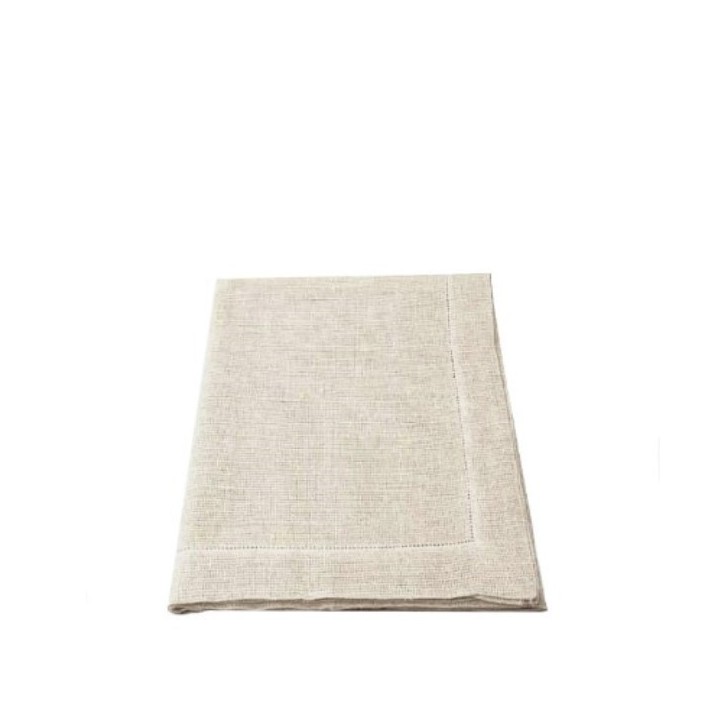 Nappe en 100% filet de lin couleur creme avec orlet a jours 160x270 cm