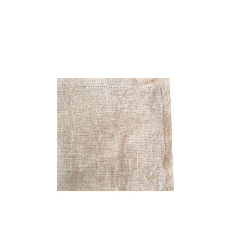 Serviette 100%lin couleur creme avec texture a reseau et ourlet 45 x 45 cm
