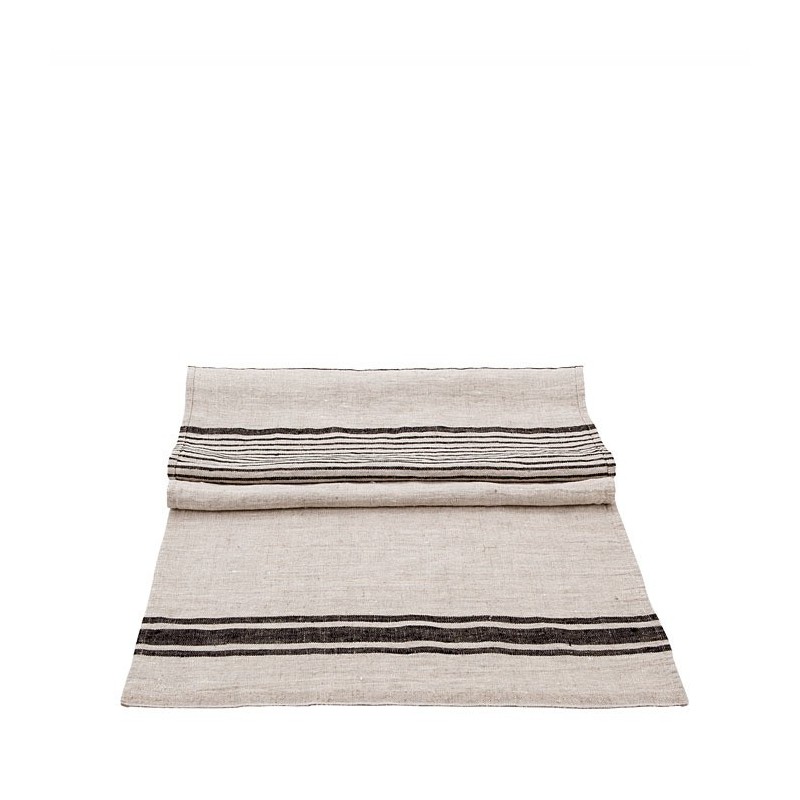 Runner bistrot 100%linen natural/black 120 x 45 cm