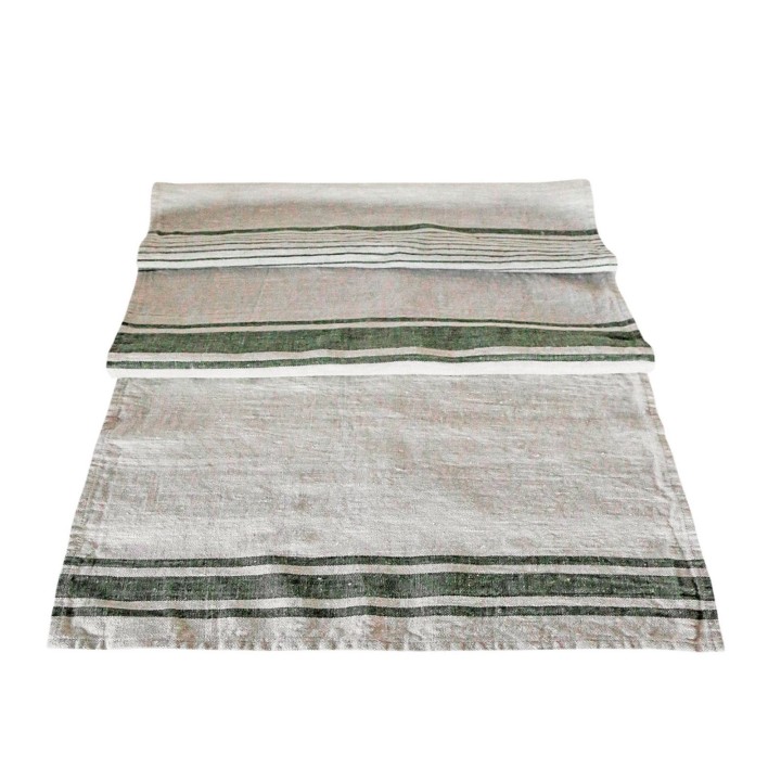 100% natural/green linen runner 45 x 140 cm