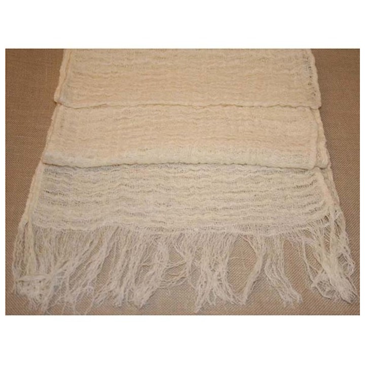 100% linen scarf with fringes, cream colour, 40 x 212 cm