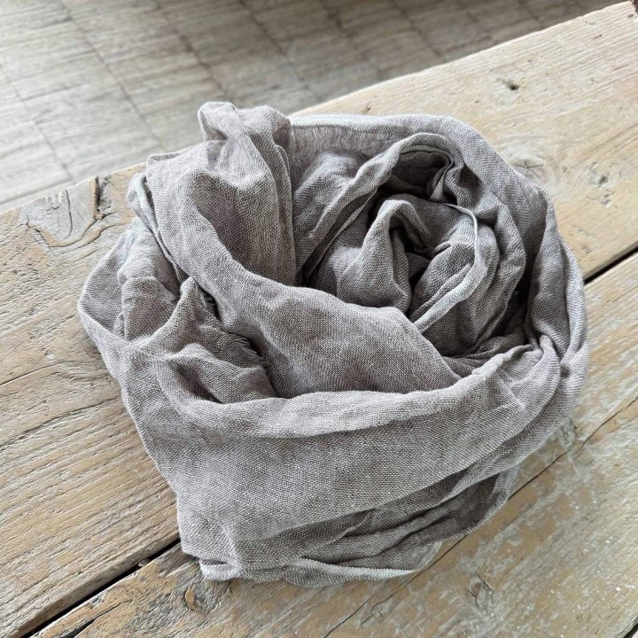 Sciarpa 100% lino marrone melange 50 x 180 cm