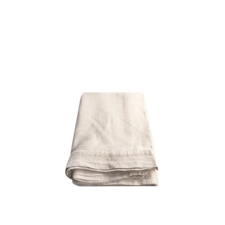 Nappe 100% lin avec borde de 7 cm couleur creme/blanc 160x300 cm