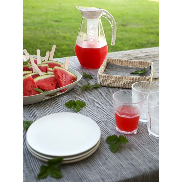 Chemin de table en 100% lin avec lignes noires 50x120 cm