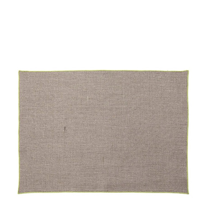 Tovaglietta 100% lino liscio04 naturale bordo verd 35 x 50 cm