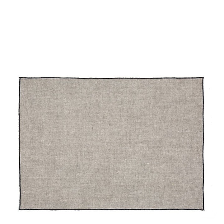 Tovaglietta 100% lino liscio04 naturale bordo nero 35 x 50 cm
