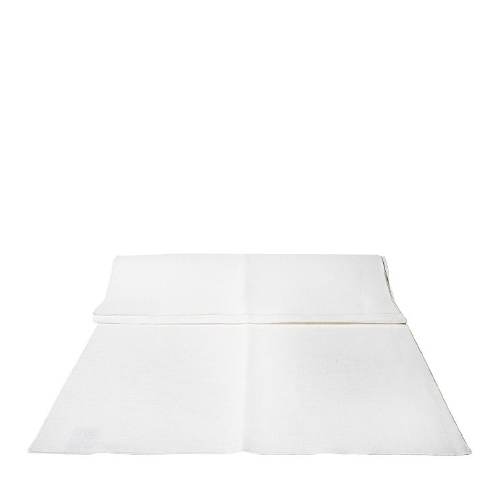 White 100%linen runner with white edge 50 x 160 cm