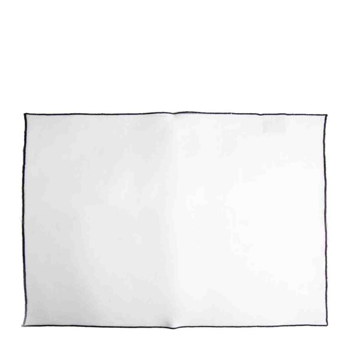 Tovaglietta 100% lino liscio04 bianco bordo nero 35 x 50 cm