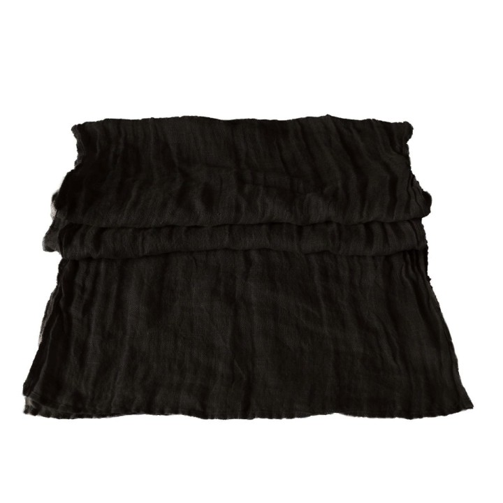 Chemin de table 100% lin gratte noir 47 x 160 cm