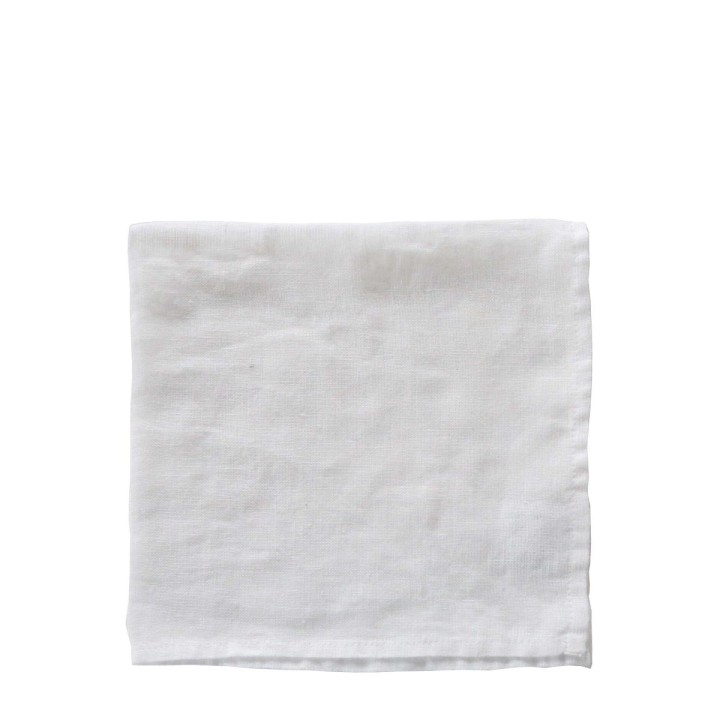 Serviette blanche effet mousselin en 100% lin 46x46 cm