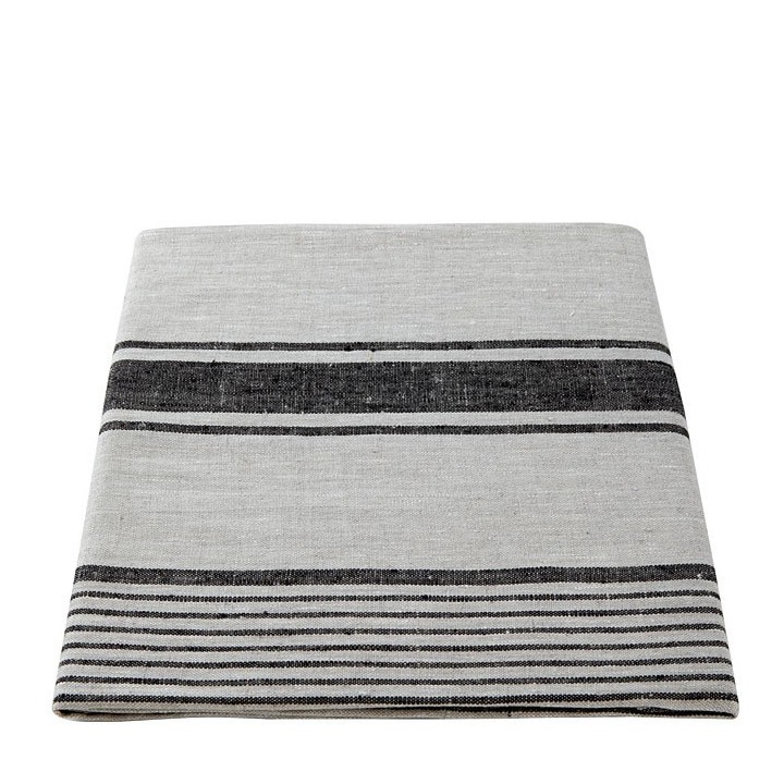 100%linen tablecloth natural/black color 140 x 280 cm