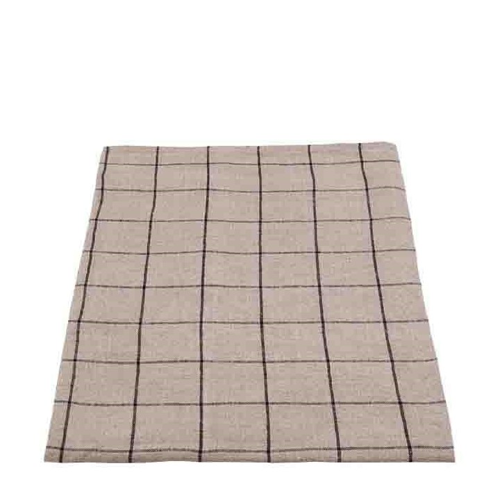 100%linen checked tablecloth natural/black color 110 x 110 cm