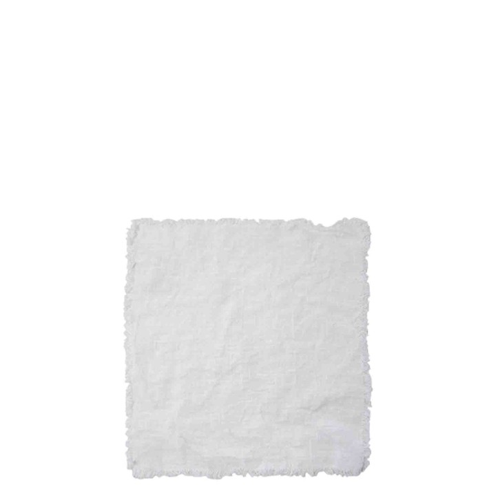 Serviette blanche a rayures en 100% lin21 26 x 26 cm