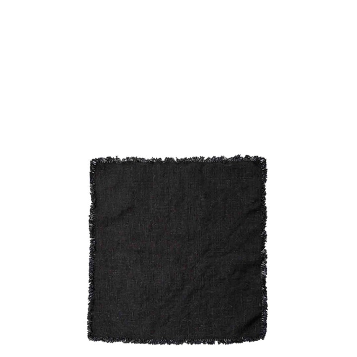 Serviette a rayures noire en 100% lin21 26 x 26 cm