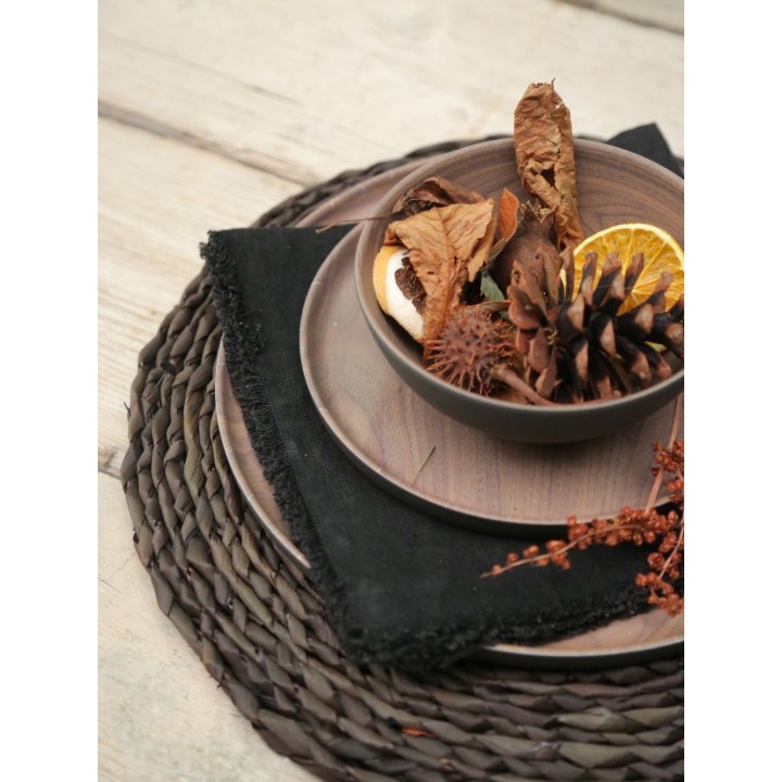 Black striped 100% linen21 napkin 26 x 26 cm