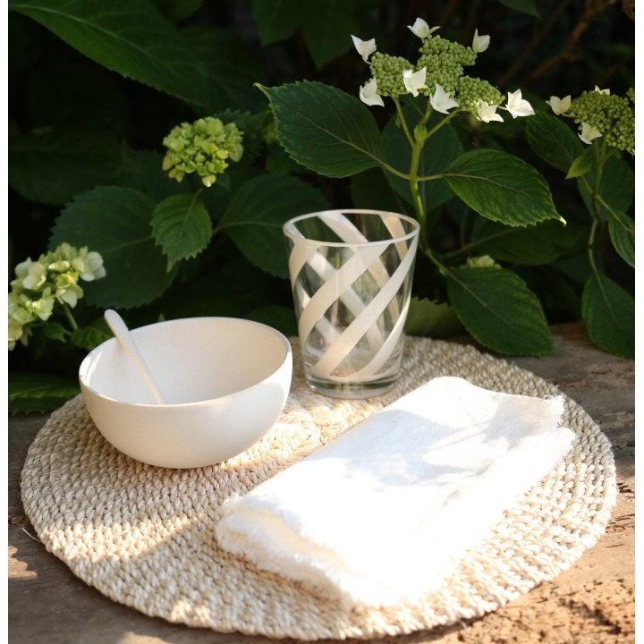 White striped 100% linen21 napkin 44 x 44 cm