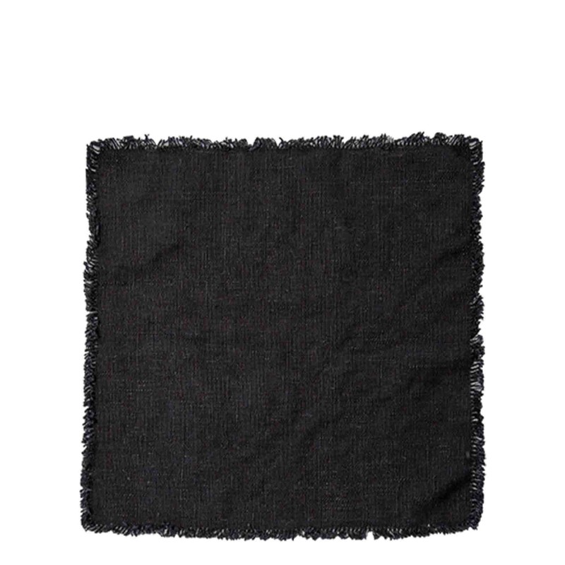 Tovagliolo 100% lino21 frange nero 44 x 44 cm