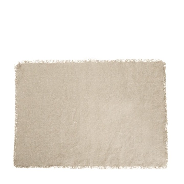 Set de table americain 100% lin21 franges naturel 35 x 50 cm