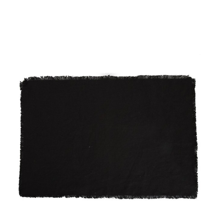 Tovaglietta 100% lino21 frange nero 35 x 50 cm