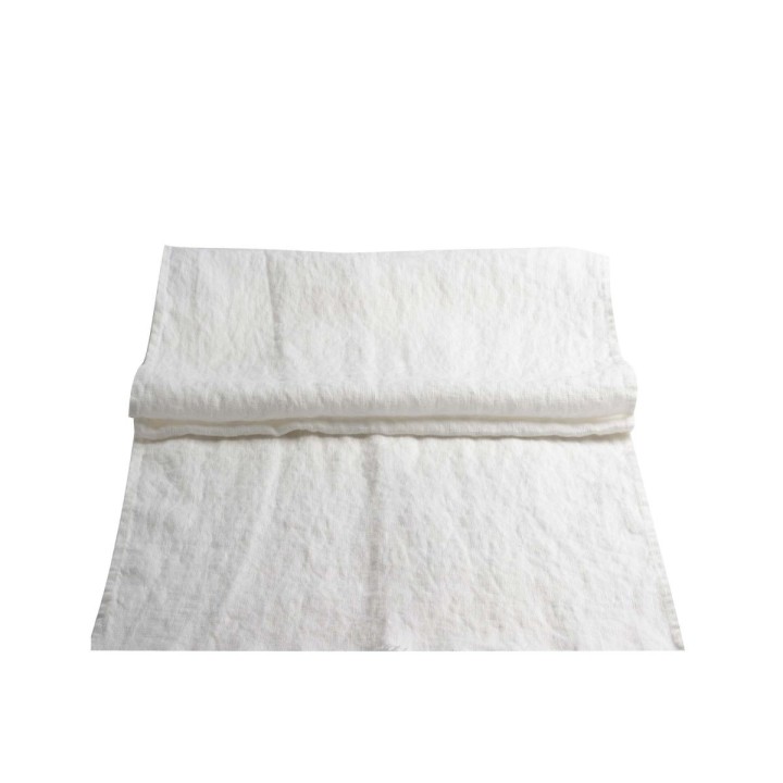 100% white linen21 runner no fringes 50x140 cm