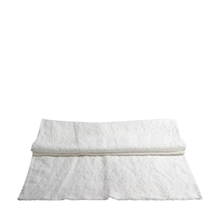 Runner 100% lino21 frange bianco 50 x 140 cm